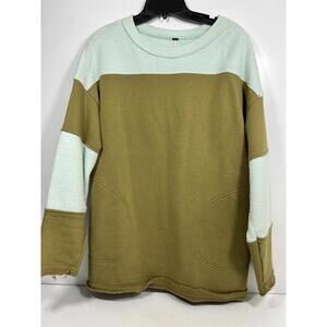 Free People Jordan Oversized Colorblock Terry Pullover Hazel Sz S